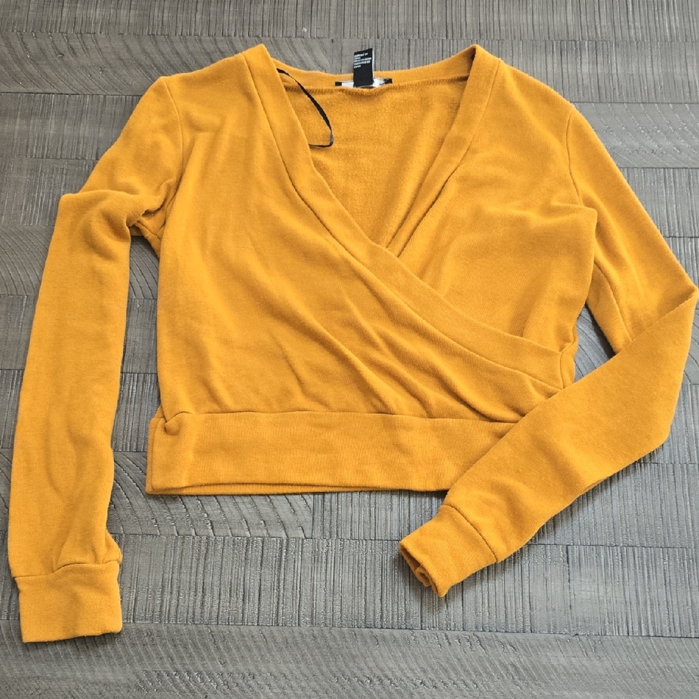 Mustard Yellow Wrap Sweater